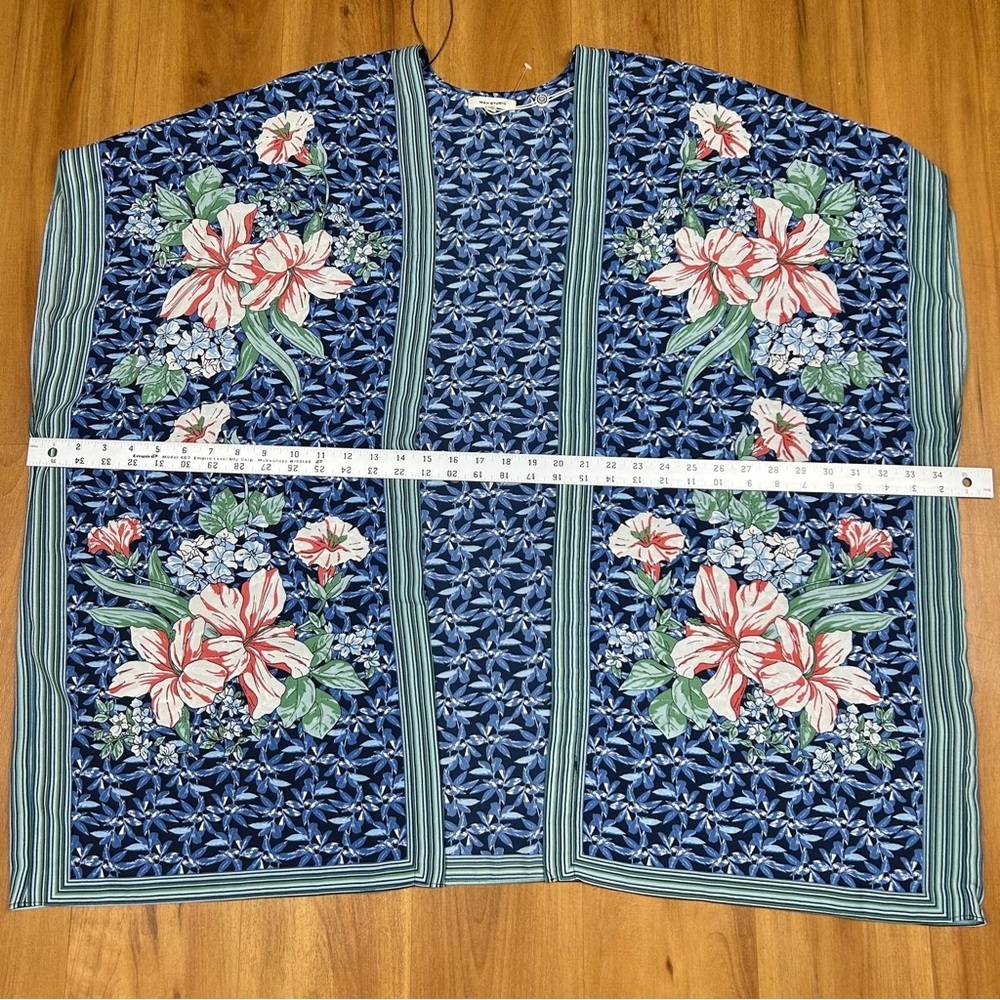 MaxStudio Kimono L Multicolor Bloom Cover Up Cardigan Long Duster Cottage Cruise - Picture 10 of 13